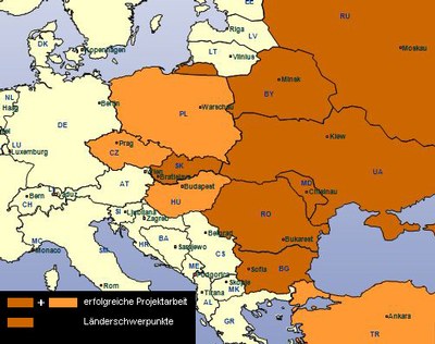 Countries covered by the sphere of activities of Steinbeis Transfer Center in Eastern Europe